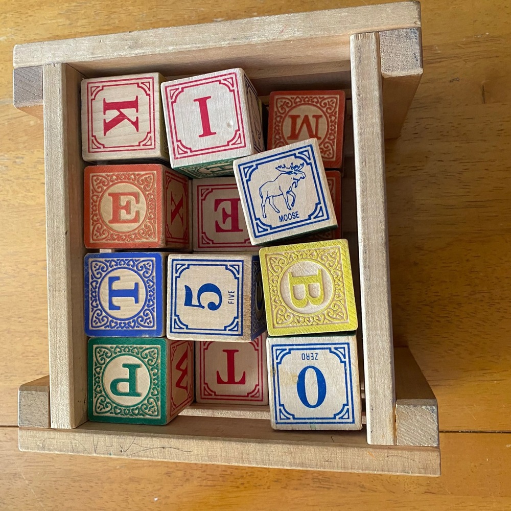 Uncle Goose Wooden Alphabet Blocks Kids Multicolor Excellent Embossed